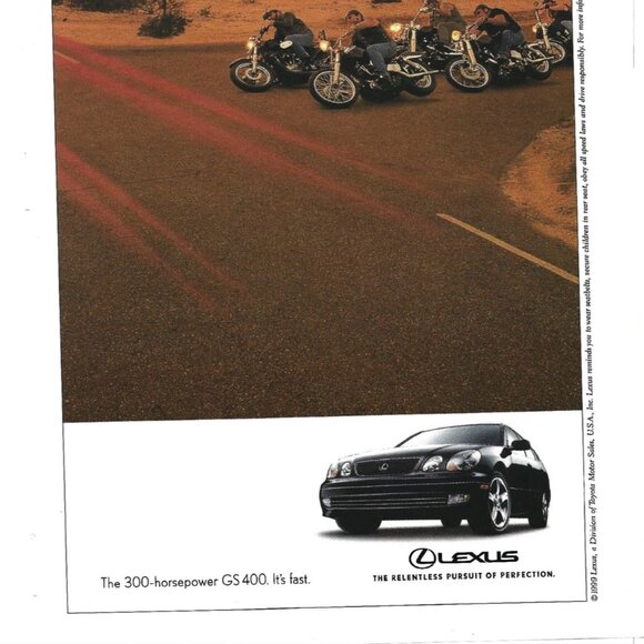 Lexus  300 Horsepower GS 400 Desert Motorcycles 2000s Print Ad - Picture 3 of 4